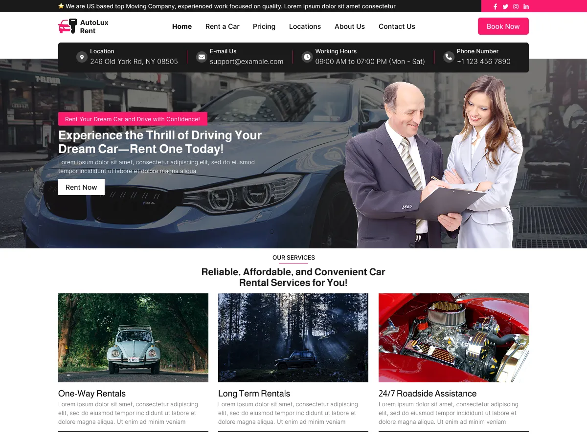 RoMi Car Rental Service design preview