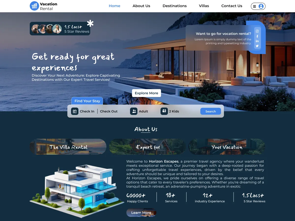 RoMi Vacation Rental Booking design preview